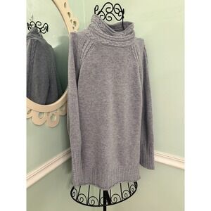Alashan Gray Turtleneck Wool Cashmere Blend  Knit Sweater L Aran